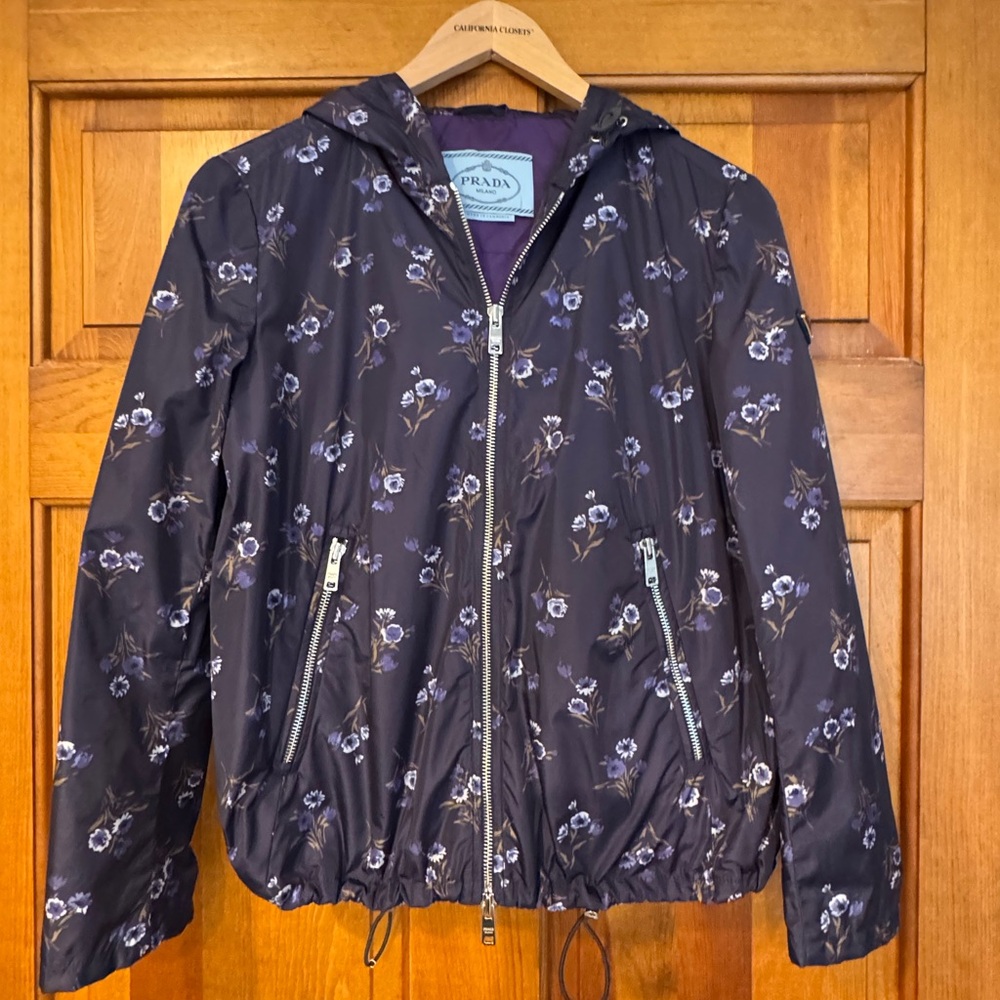Prada Navy Floral Outerwear ☔️ Raincoat